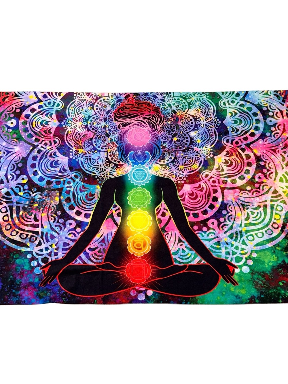Unbranded Tapestry Zen Prana Yoga Prana Chakra Yoga New Age Flannel Fabric